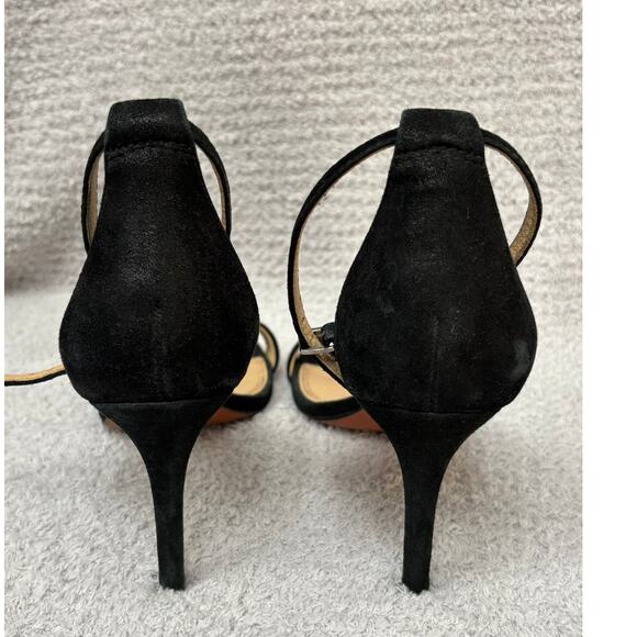 Tory Burch Black Faux Suede Open Toe Heels Size 8.5 #49487 - Picture 3 of 7